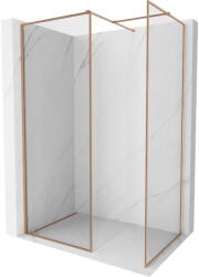 Mexen Kioto-F Walk-in zuhanyfal kerettel, 130 x 100 cm, átlátszó 8 mm, kefe réz - 800-130-202-04-65-100 (800-130-202-04-65-100)