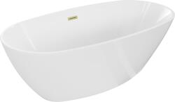 Mexen Eris szabadon álló kád 180 x 95 cm, fehér, arany kefélt túlfolyóval - 53441809500-55 (53441809500-55)