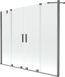 Mexen Velar Duo kádparaván 2-szárnyú toló 190 x 150 cm, átlátszó, gun gray kefélt - 896-190-000-02-66 (896-190-000-02-66)