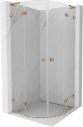 Mexen Lunar L félköríves nyíló zuhanykabin 90 x 90 cm, átlátszó, kefeztetett réz - 833L-090L-090P-65-00 (833L-090L-090P-65-00)
