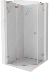 Mexen Lunar L ötszögletű zuhanykabin balra nyíló 90 x 90 cm, átlátszó, csiszolt réz - 831L-090L-090P-65-00-L (831L-090L-090P-65-00-L)