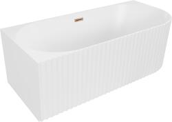 Mexen Gia szabadon álló sarokkád, bordázott balos 170 x 80 cm, fehér matt, rózsaarany túlfolyó - 52701708001L-60 (52701708001L-60)