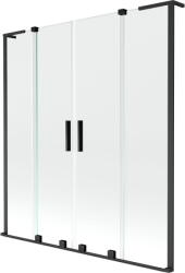 Mexen Velar L Duo kétszárnyú tolóajtós kádparaván 150 x 150 cm, átlátszó, fekete - 896-150-003-02-70 (896-150-003-02-70)