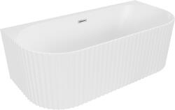 Mexen Sella szabadon álló fali bordázott kád 170 x 80 cm, matt fehér, króm túlfolyó - 52711708001-01 (52711708001-01)