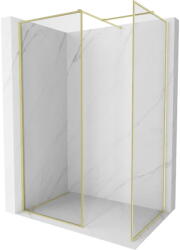 Mexen Kioto-XF zuhanyfal Walk-in kerettel 140 x 80 cm, átlátszó 10 mm, arany kefélt - 800-140-202-04-55-080-XF (800-140-202-04-55-080-XF)