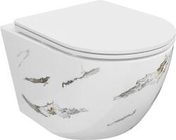 Mexen Lena perem nélküli WC csésze, lassan záródó slim ülőkével, duroplast, fehér kő - 30224091 (30224091)