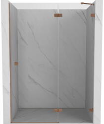 Mexen Lunar zuhanyajtó, jobbra nyíló, 135 cm, átlátszó, csiszolt réz - 834-135-000-65-00-P (834-135-000-65-00-P)