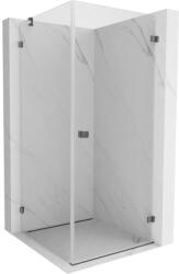 Mexen Lunar-B jobbos nyíló zuhanykabin 80 x 80 cm, átlátszó, gun gray kefe - 832-080-080-66-00-P (832-080-080-66-00-P)