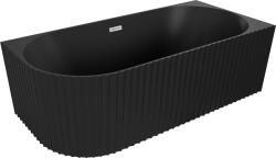 Mexen Gia szabadon álló sarokkád bordázott jobb 150 x 75 cm, fekete matt, króm túlfolyó - 52701507571P-01 (52701507571P-01)