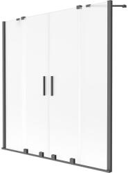 Mexen Velar Duo kétszárnyú kádparaván 2-szárnyú toló 140 x 150 cm, matt, gun metal - 896-140-000-32-95 (896-140-000-32-95)