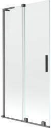 Mexen Velar L 2-szárnyú toló fürdőszobai paraván 90 x 150 cm, átlátszó, gun gray kefélt - 896-090-003-01-66 (896-090-003-01-66)