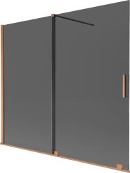 Mexen Velar 2 szárnyas toló zuhanyfal 180 x 150 cm, grafit, kefélt réz - 896-180-000-41-65 (896-180-000-41-65)