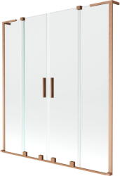 Mexen Velar L Duo 2-paneles, eltolható fürdőkádparaván 160 x 150 cm, átlátszó, kefe hatású réz - 896-160-003-02-65 (896-160-003-02-65)