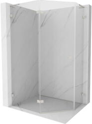 Mexen Lunar L pentagonális zuhanykabin, balra nyíló ajtó, 100 x 80 cm, átlátszó, kefélt nikkel - 831L-100L-080P-97-00-L (831L-100L-080P-97-00-L)