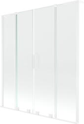 Mexen Velar L Duo 2-paneles, tolóajtós fürdőkád paraván 140 x 150 cm, átlátszó, fehér - 896-140-003-02-20 (896-140-003-02-20)
