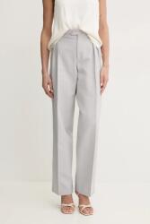 Twinset nadrág vászonkeverékből női, szürke, magas derekú chino, 251TP2763 - szürke 40