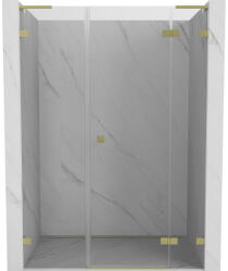 Mexen Lunar L zuhanyajtó, jobbra nyíló, 160 cm, átlátszó, arany kefés - 834SL-160-050-55-00-P (834SL-160-050-55-00-P)