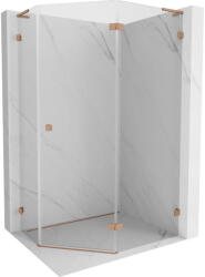 Mexen Lunar L ötszögletű zuhanykabin jobbos nyíló 100 x 90 cm, áttetsző, csiszolt réz - 831L-100P-090L-65-00-P (831L-100P-090L-65-00-P)
