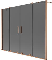 Mexen Velar Duo kétszárnyú, tolóajtós kádparaván 200 x 150 cm, grafit, szálcsiszolt réz - 896-200-000-42-65 (896-200-000-42-65)