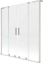 Mexen Velar L Duo fürdőkád paraván kétszárnyú tolóajtóval 140 x 150 cm, átlátszó, csiszolt nikkel - 896-140-003-02-97 (896-140-003-02-97)