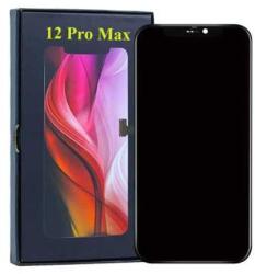 Apple iPhone 12 Pro Max, LCD kijelző érintőplexivel (GX OLED IC CSERE TÁMOGATÁS), fekete (Utángyártott)