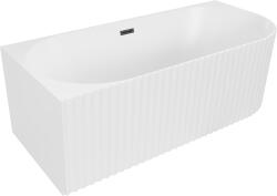 Mexen Gia szabadon álló sarokkád bordázott balos 170 x 80 cm, fehér matt, fekete túlfolyó - 52701708001L-70 (52701708001L-70)