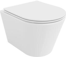 Mexen Rico WC csésze Rimless Tornado lassan csukódó vékony duroplast deszkával, fényes fehér - 30720400T (30720400T)