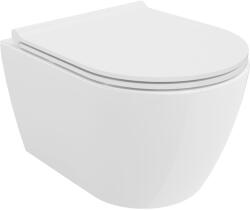 Mexen Carmen perem nélküli WC-csésze lecsapódásgátló slim üléssel, duroplast, fényes fehér - 30880500 (30880500)