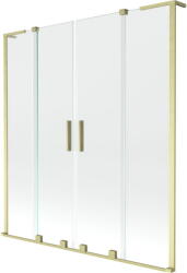 Mexen Velar L Duo kétszárnyú kádparaván tolóajtóval 160 x 150 cm, átlátszó, arany szálcsiszolt - 896-160-003-02-55 (896-160-003-02-55)