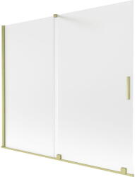Mexen Velar 2-szárnyú tolóajtós fürdőszobai paraván 180 x 150 cm, fagyos, arany kefélt - 896-180-000-31-55 (896-180-000-31-55)