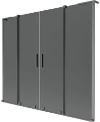 Mexen Velar L Duo dupla tolóajtós fürdőkádparaván 180 x 150 cm, grafit, gun gray kefe - 896-180-003-42-66 (896-180-003-42-66)