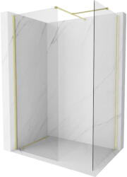 Mexen Kioto-X zuhanyfal Walk-in 100 x 100 cm, átlátszó 10 mm, arany kefélt - 800-100-202-55-00-100-X (800-100-202-55-00-100-X)