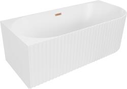 Mexen Gia szabadon álló sarokkád bordázott balos 170 x 80 cm, fehér matt, túlfolyó: kefeelt réz - 52701708001L-65 (52701708001L-65)
