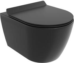 Mexen Carmen wc csésze Rimless Tornado lassan záródó vékony duroplast ülőkével, fekete matt - 30880185T (30880185T)