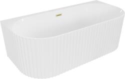 Mexen Sella szabadon álló falszéli bordázott kád 150 x 75 cm, fényes fehér, túlfolyó arany szálcsiszolt - 52711507500-55 (52711507500-55)