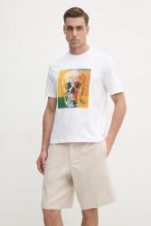 PS Paul Smith pamut póló fehér, férfi, nyomott mintás, M2R. 220X. PP4703 - fehér XXL