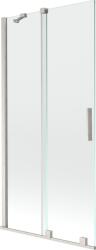 Mexen Velar kádparaván 2 szárnyú tolóajtós 95 x 150 cm, átlátszó, kefélt nikkel - 896-095-000-01-97 (896-095-000-01-97)
