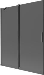 Mexen Velar 2-paneles, tolóajtós kádparaván 140 x 150 cm, grafit, gun gray csiszolt - 896-140-000-41-66 (896-140-000-41-66)