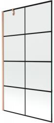 Mexen Next fürdőszobai paraván, 1 szárnyú, 100 x 150 cm, fekete minta, csiszolt réz - 895-100-000-00-77-65 (895-100-000-00-77-65)