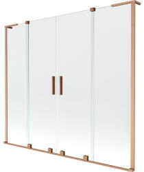 Mexen Velar L Duo dupla eltolható fürdőkád paraván 200 x 150 cm, átlátszó, kefélt réz - 896-200-003-02-65 (896-200-003-02-65)