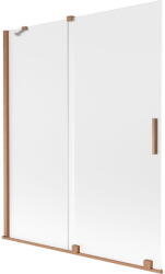 Mexen Velar 2-szárnyú tolható kádparaván 140 x 150 cm, zúzmarás, kefe hatású réz - 896-140-000-31-65 (896-140-000-31-65)
