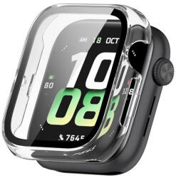 Huawei Honor Watch 5, Műanyag védőkeret, kijelzővédő üveggel, közepesen ütésálló, szíj nélkül, átlátszó