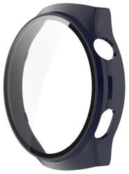 Huawei Watch 4 Pro, Műanyag védőkeret, kijelzővédő üveggel, közepesen ütésálló, szíj nélkül, sötétkék