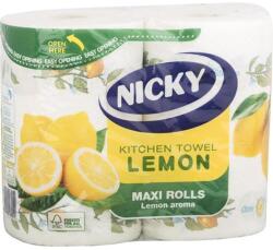  Kéztörlő, tekercses, 2 rétegű, 90 lap, "Nicky", citrom (KHT938) - tintasziget