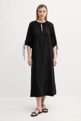 Samsøe Samsøe pamut ruha SALAGO fekete, midi, oversize, F25200072 - fekete XL