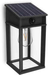 Philips Kerti fali lámpa, napelemes homlokzat, kültéri LED, 3, 2 W, 470 lm, 2700 K, IP44, mozgás- és alkonyérzékelővel, Geri, ultrahatékony, fekete, Philips (8720169361829)