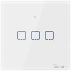 Sonoff TX T0 / TX T1 villanykapcsolóhoz 3 gombos üveg előlap (csak előlap)