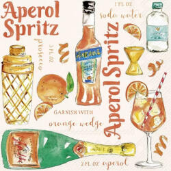 Kert és Otthonbolt Aperol Spritz 3 rétegű szalvéta, 12, 5 x 12, 5 cm (C1076500)