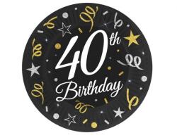 Godan B&C Happy Birthday 40 papírtányér 6 db-os 18 cm MLG164565 (MLG164565)