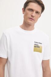 Calvin Klein Jeans pamut póló fehér, férfi, nyomott mintás, J30J327080 - fehér XXL